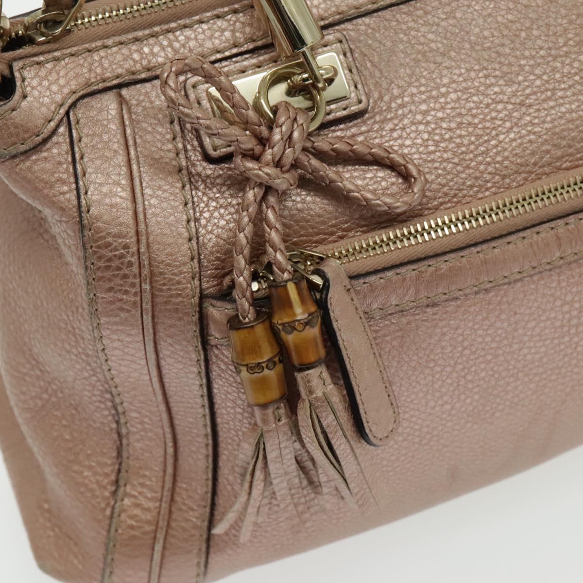 Gucci Bamboo Pink Leather Handbag ()