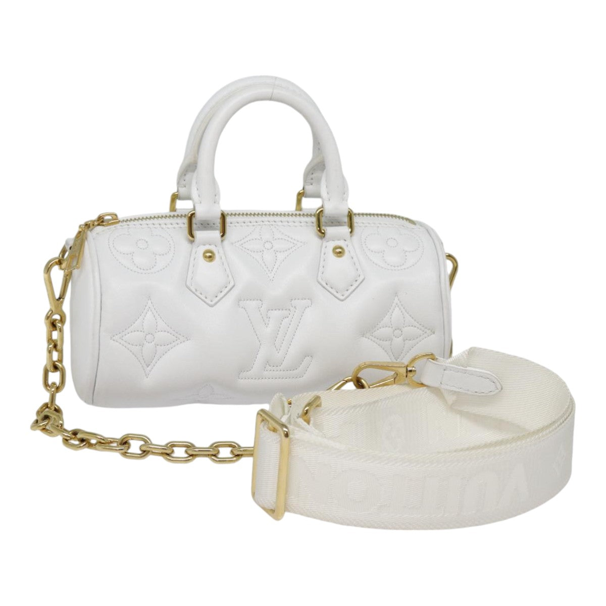 Louis Vuitton Papillon White Leather Handbag ()