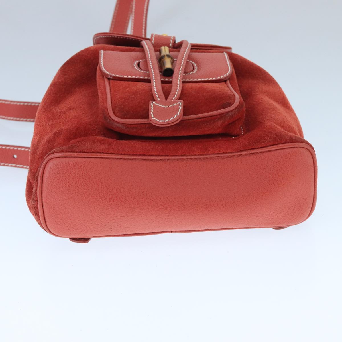 Gucci Bamboo Red Suede Backpack Bag ()