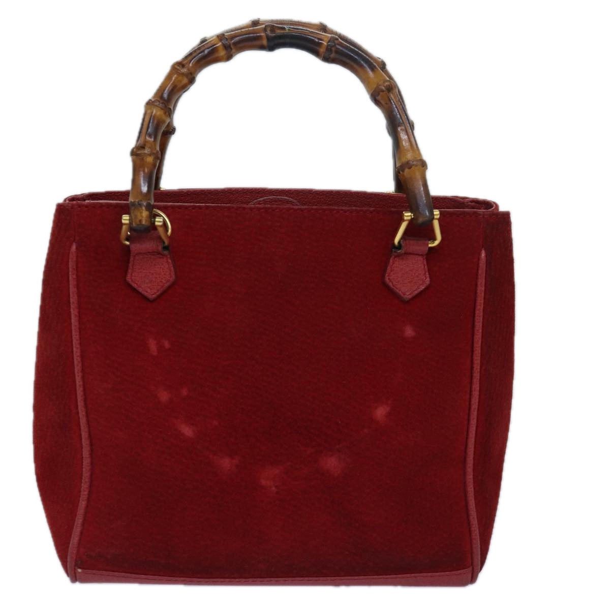 Gucci Bamboo Red Suede Handbag ()
