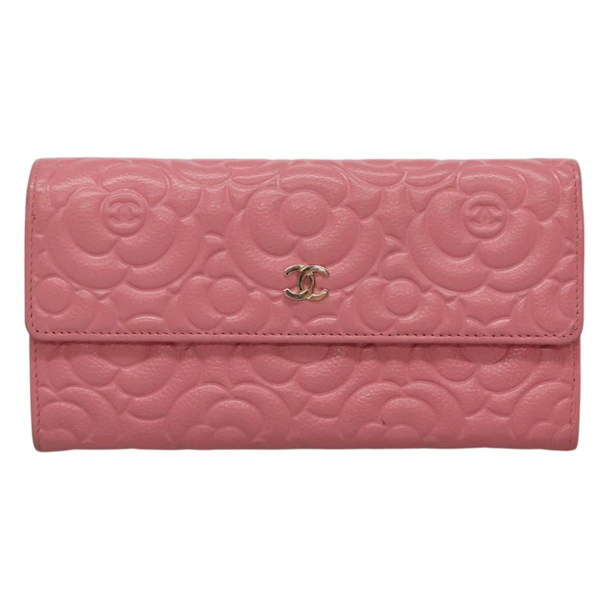 Chanel Camellia Pink Leather Wallet  ()