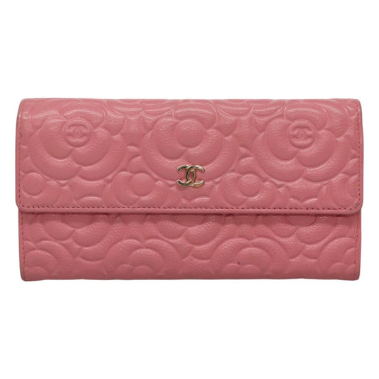 Chanel Camellia Pink Leather Wallet  ()