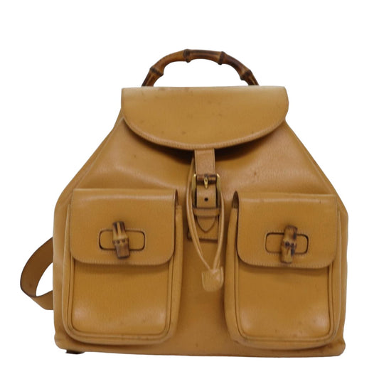 Gucci Bamboo Yellow Leather Backpack Bag ()