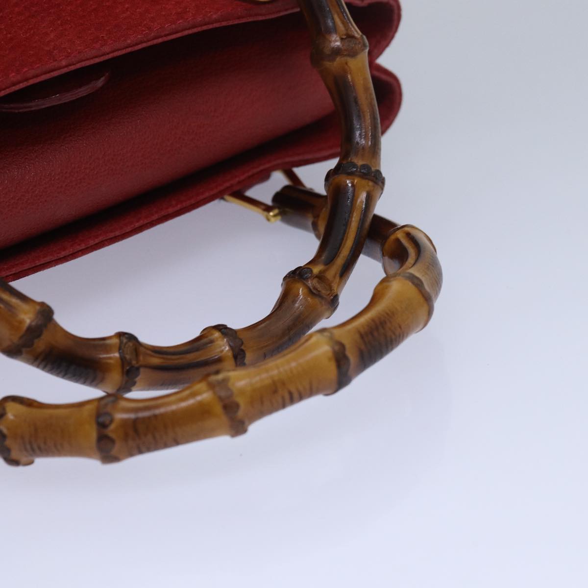 Gucci Bamboo Red Suede Handbag ()