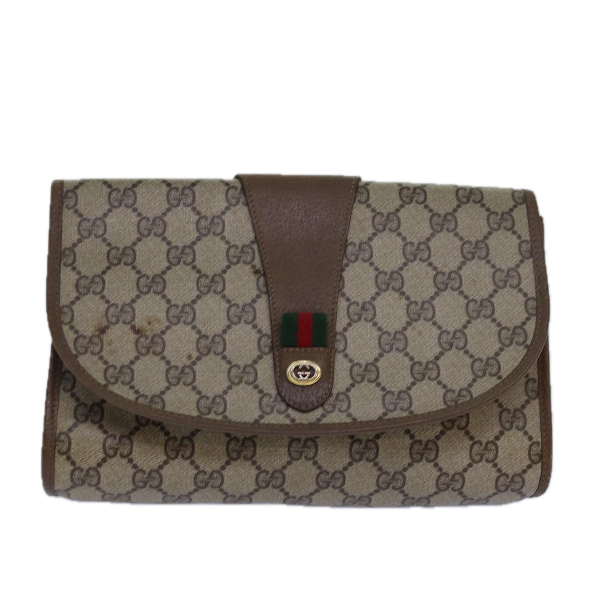 Gucci Sherry Beige Canvas Clutch Bag ()