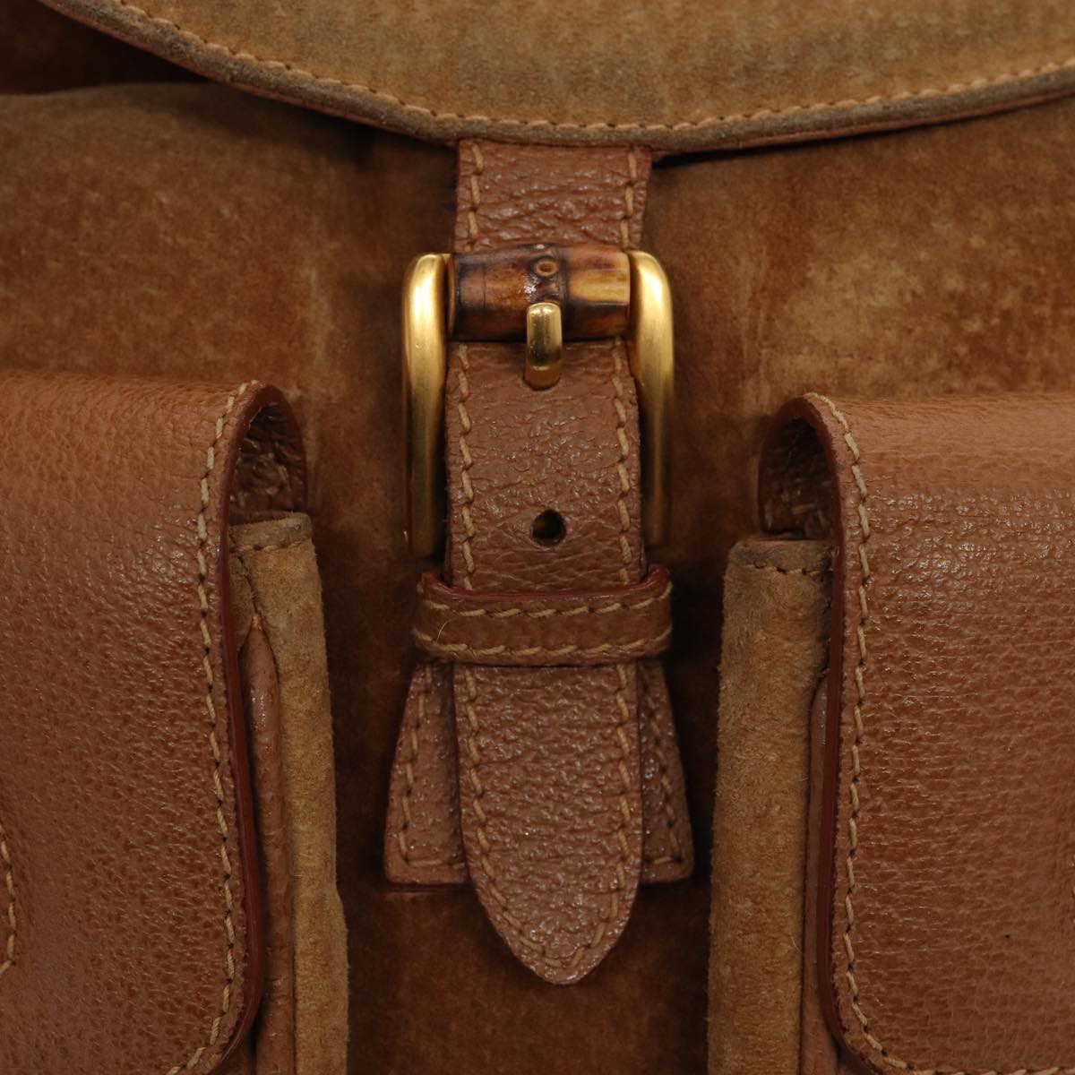 Gucci Bamboo Brown Suede Backpack Bag ()