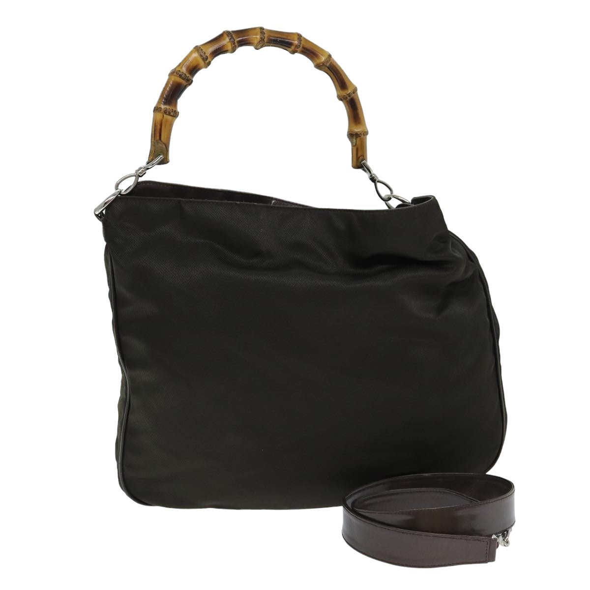 Gucci Bamboo Khaki Synthetic Handbag ()