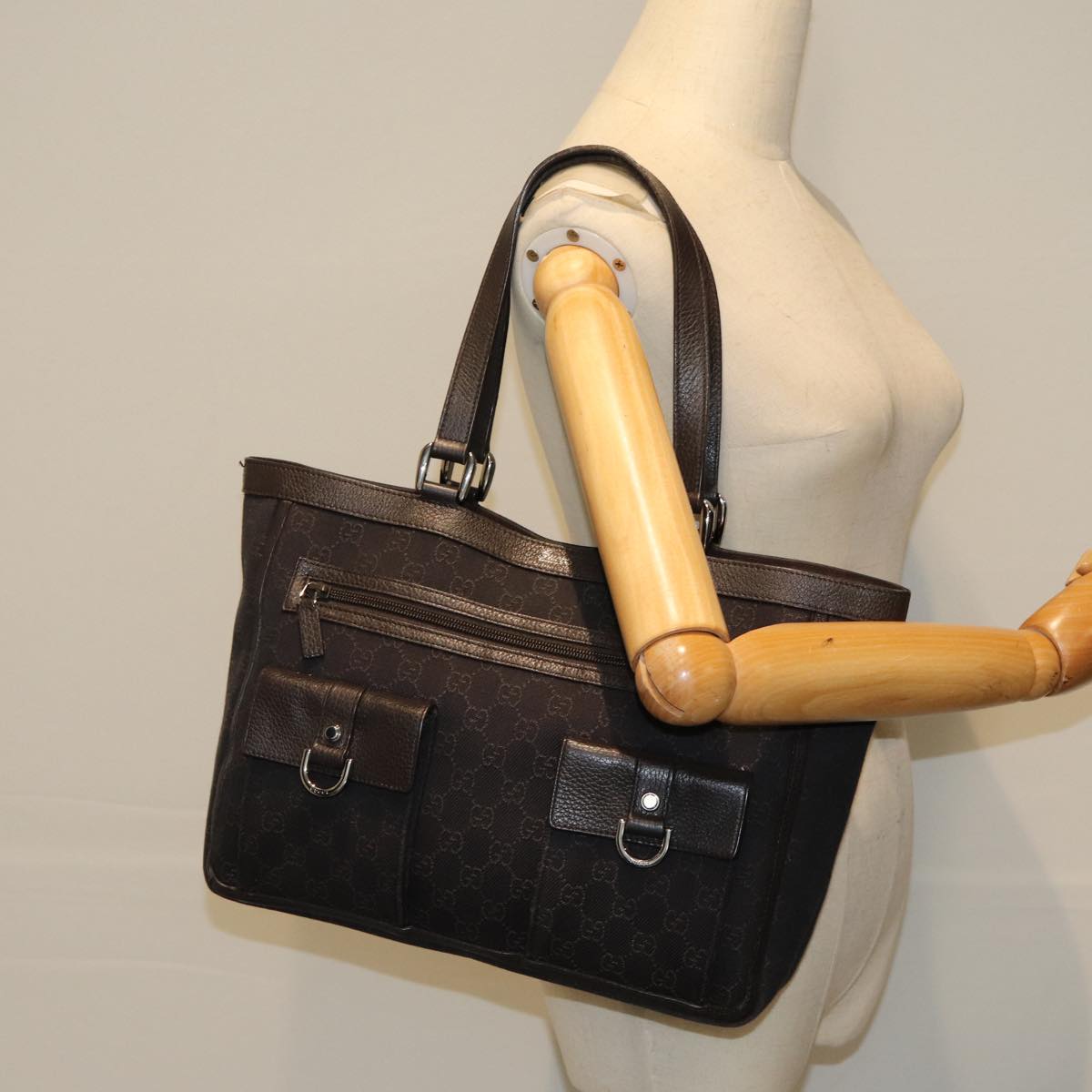 Gucci Abbey Brown Canvas Tote Bag ()