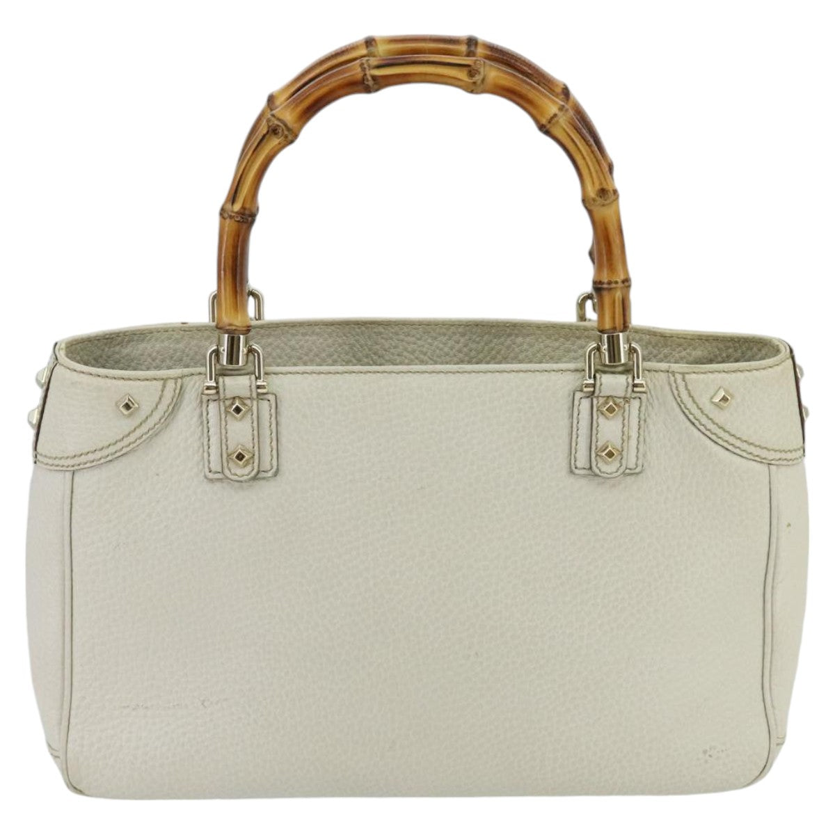 Gucci Bamboo White Leather Handbag ()
