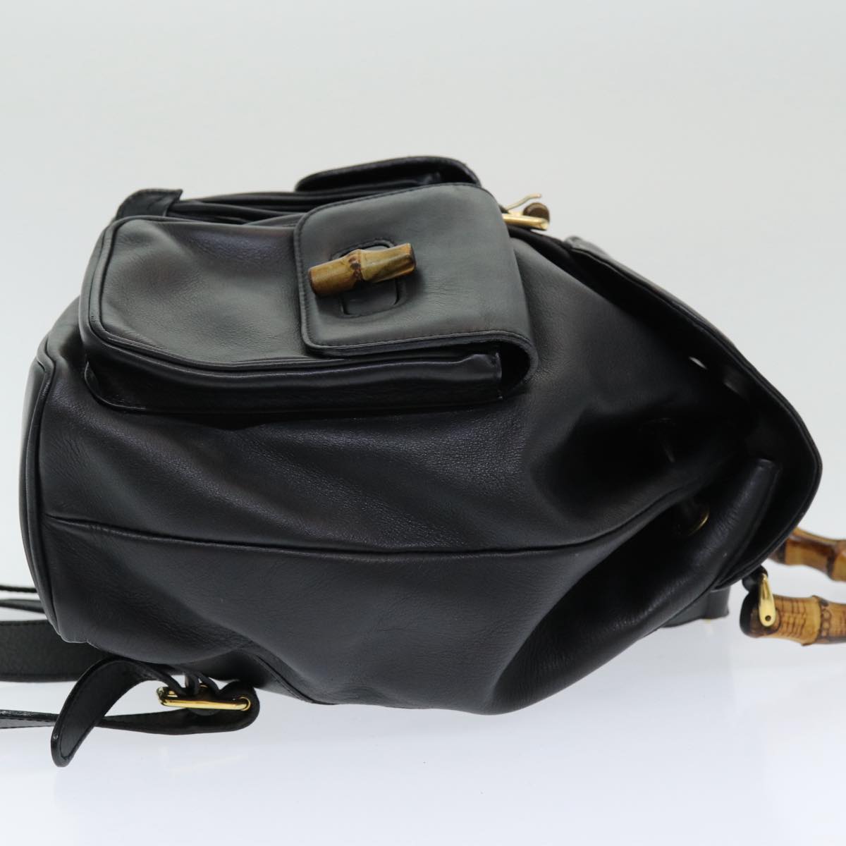Gucci Bamboo Black Leather Backpack Bag ()