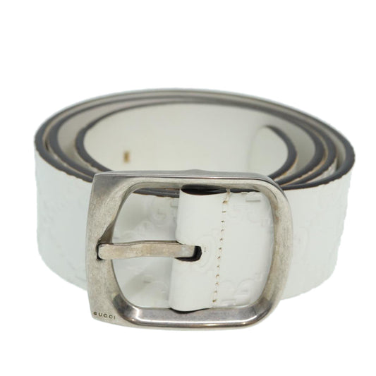 Gucci Micro Guccissima White Leather Belt  ()