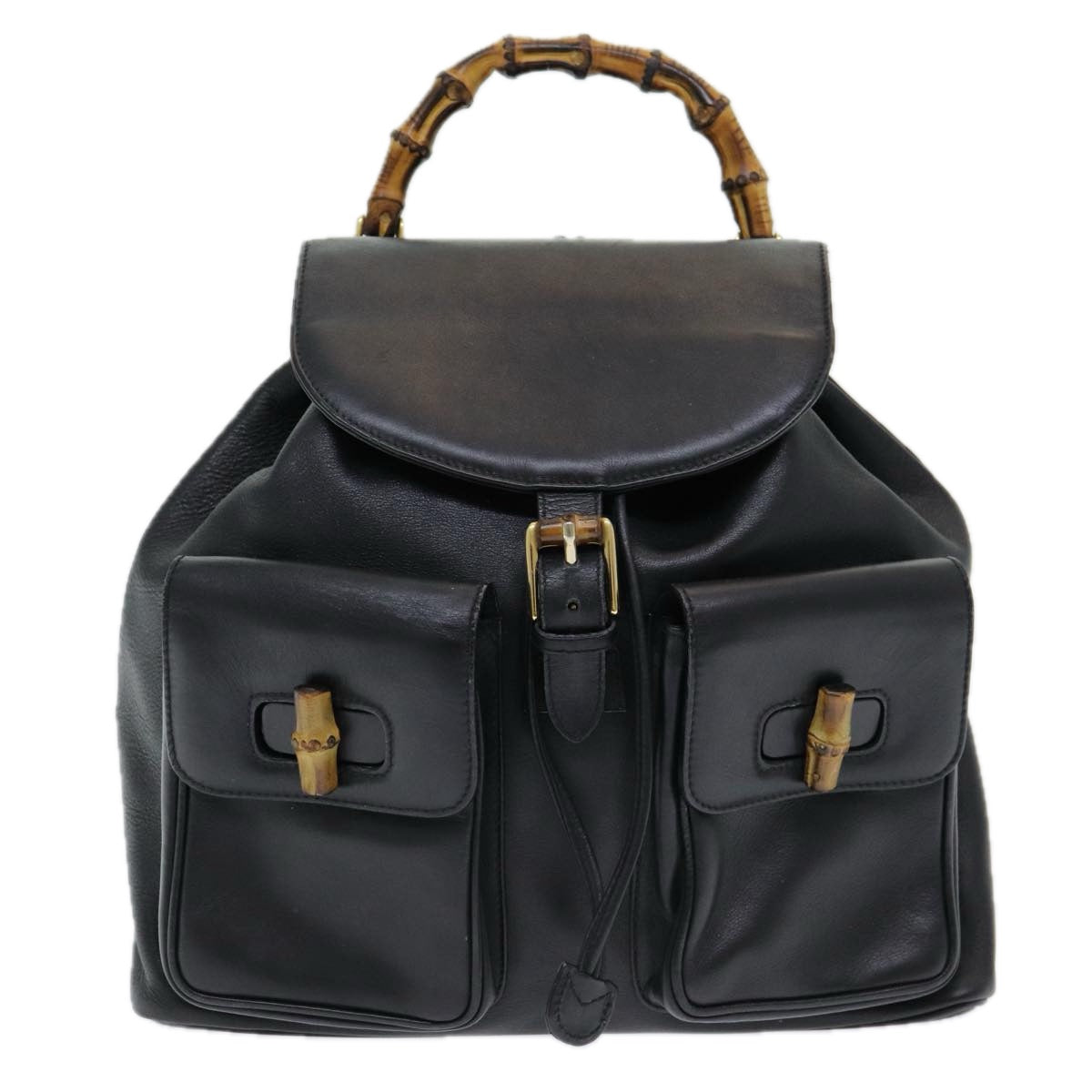 Gucci Bamboo Black Leather Backpack Bag ()