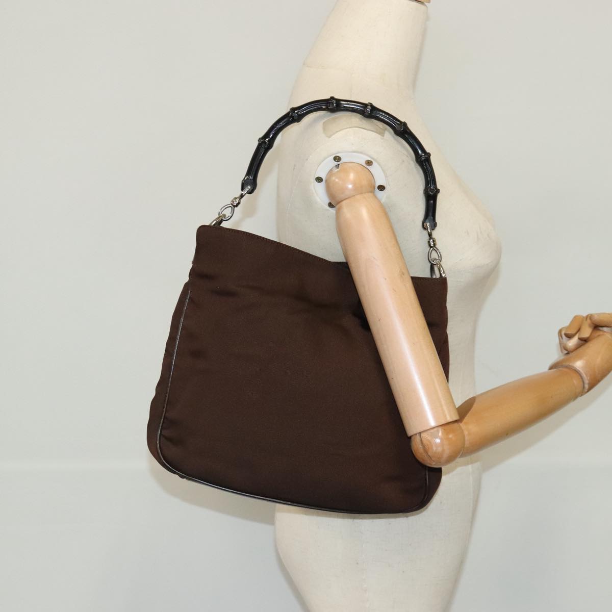 Gucci Bamboo Brown Synthetic Handbag ()