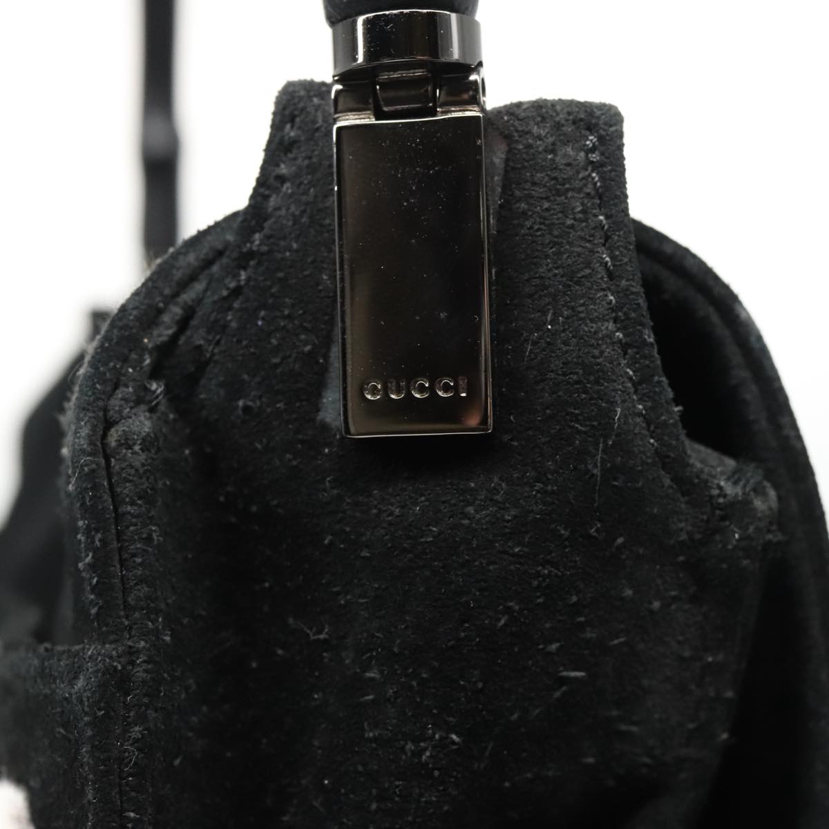 Gucci Bamboo Black Suede Shoulder Bag ()
