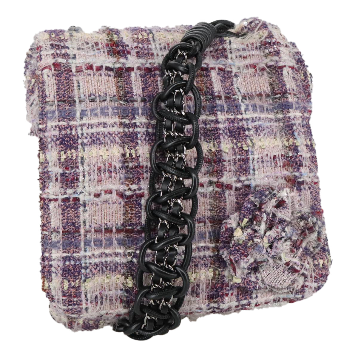 Chanel Camélia Purple Tweed Shoulder Bag ()