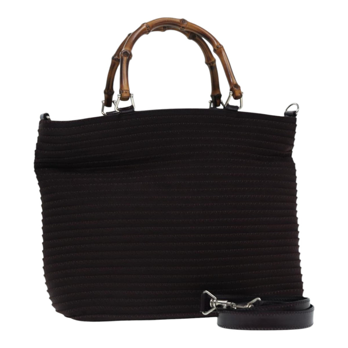 Gucci Bamboo Black Canvas Shoulder Bag ()