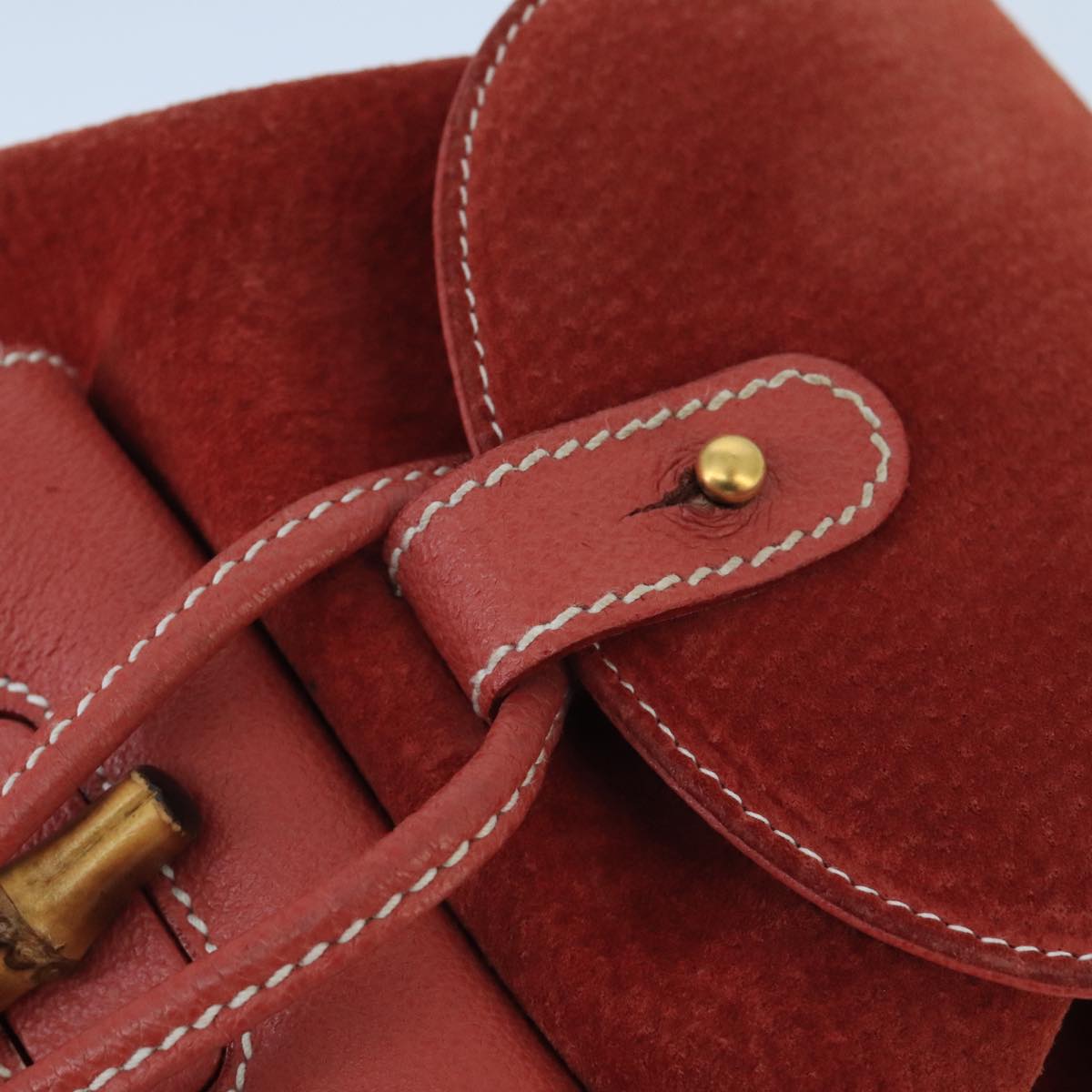 Gucci Bamboo Red Suede Backpack Bag ()