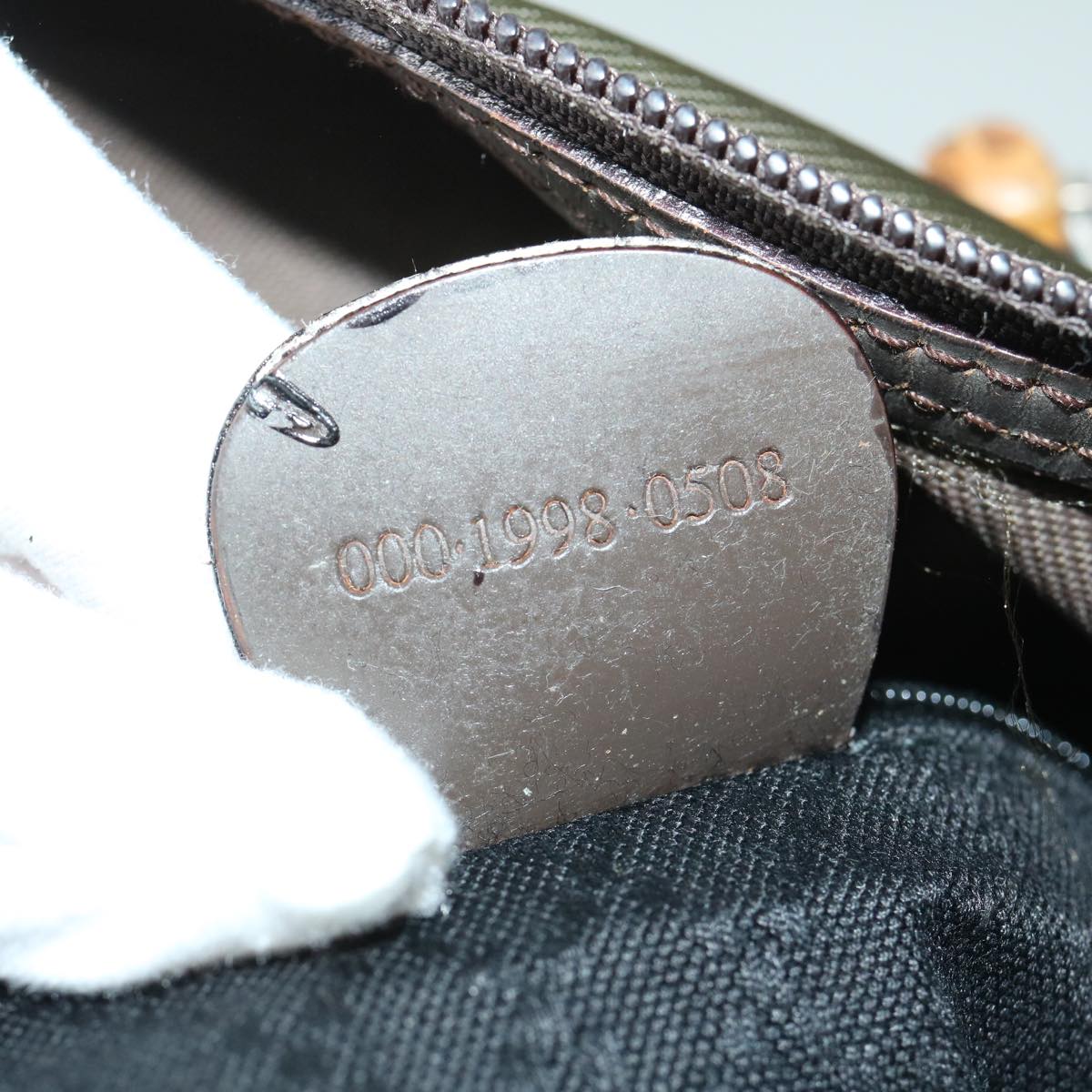 Gucci Bamboo Khaki Synthetic Handbag ()