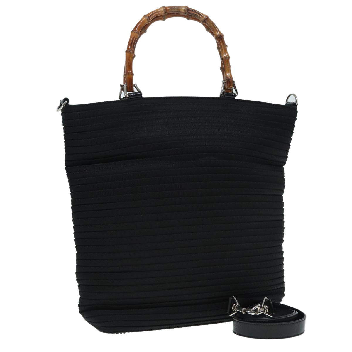 Gucci Bamboo Black Synthetic Shoulder Bag ()