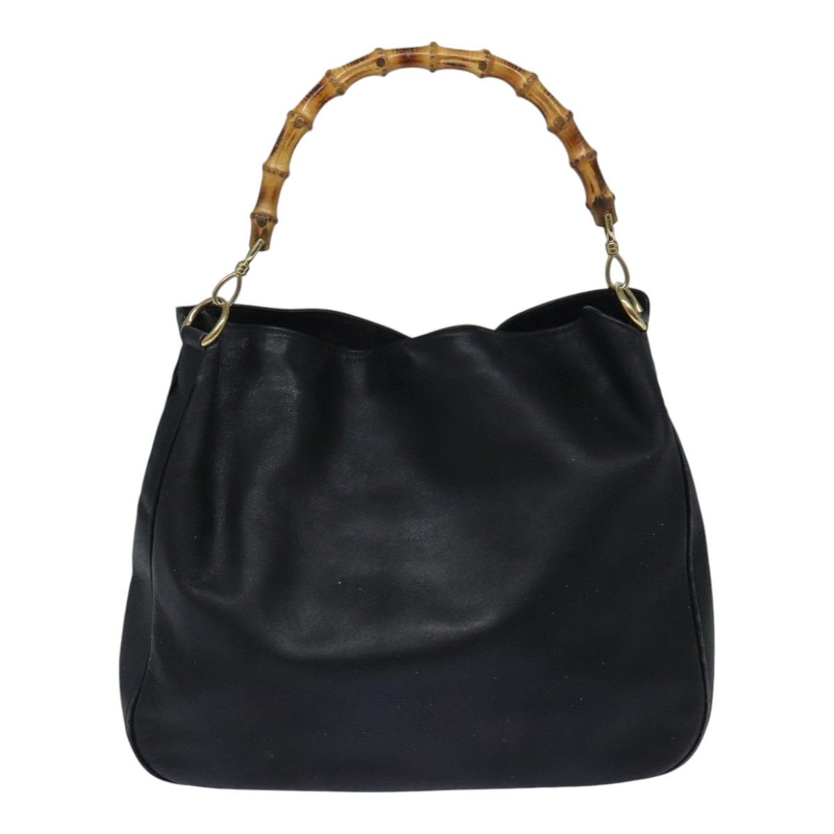 Gucci Bamboo Black Leather Handbag ()