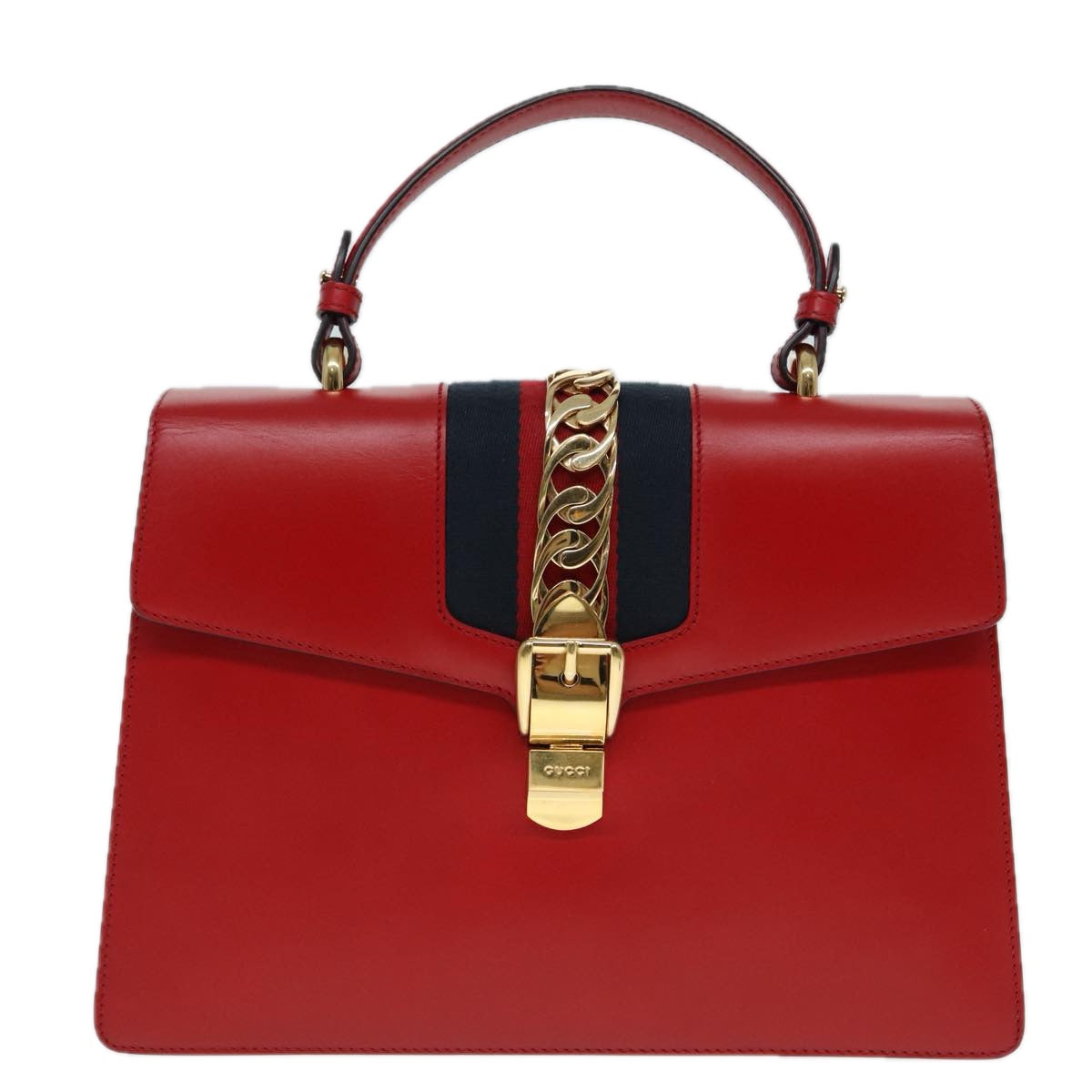 Gucci Sylvie Navy Leather Handbag ()