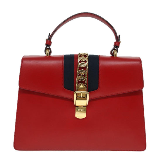 Gucci Sylvie Navy Leather Handbag ()