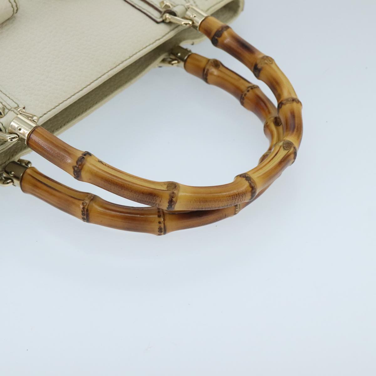 Gucci Bamboo White Leather Handbag ()