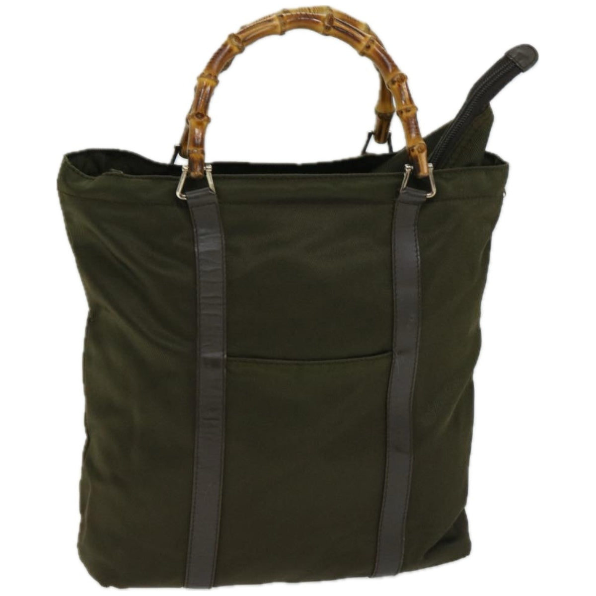 Gucci Bamboo Khaki Synthetic Handbag ()