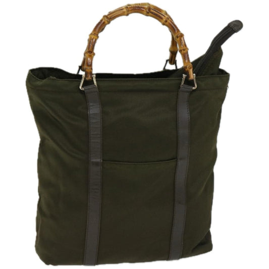 Gucci Bamboo Khaki Synthetic Handbag ()