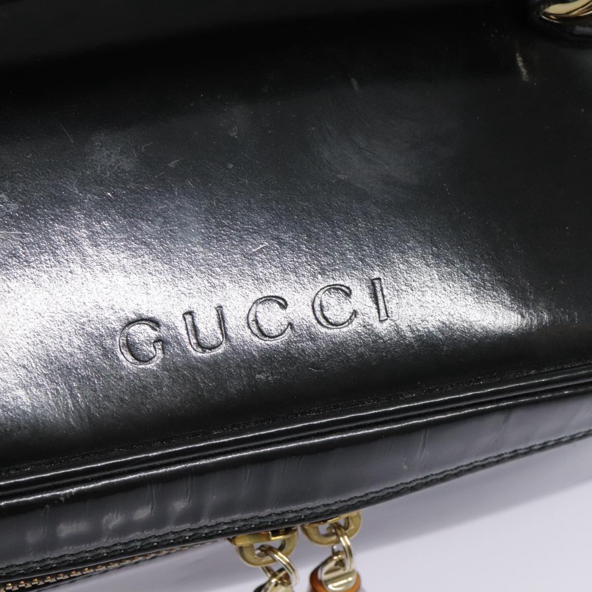 Gucci Bamboo Black Patent Leather Clutch Bag ()