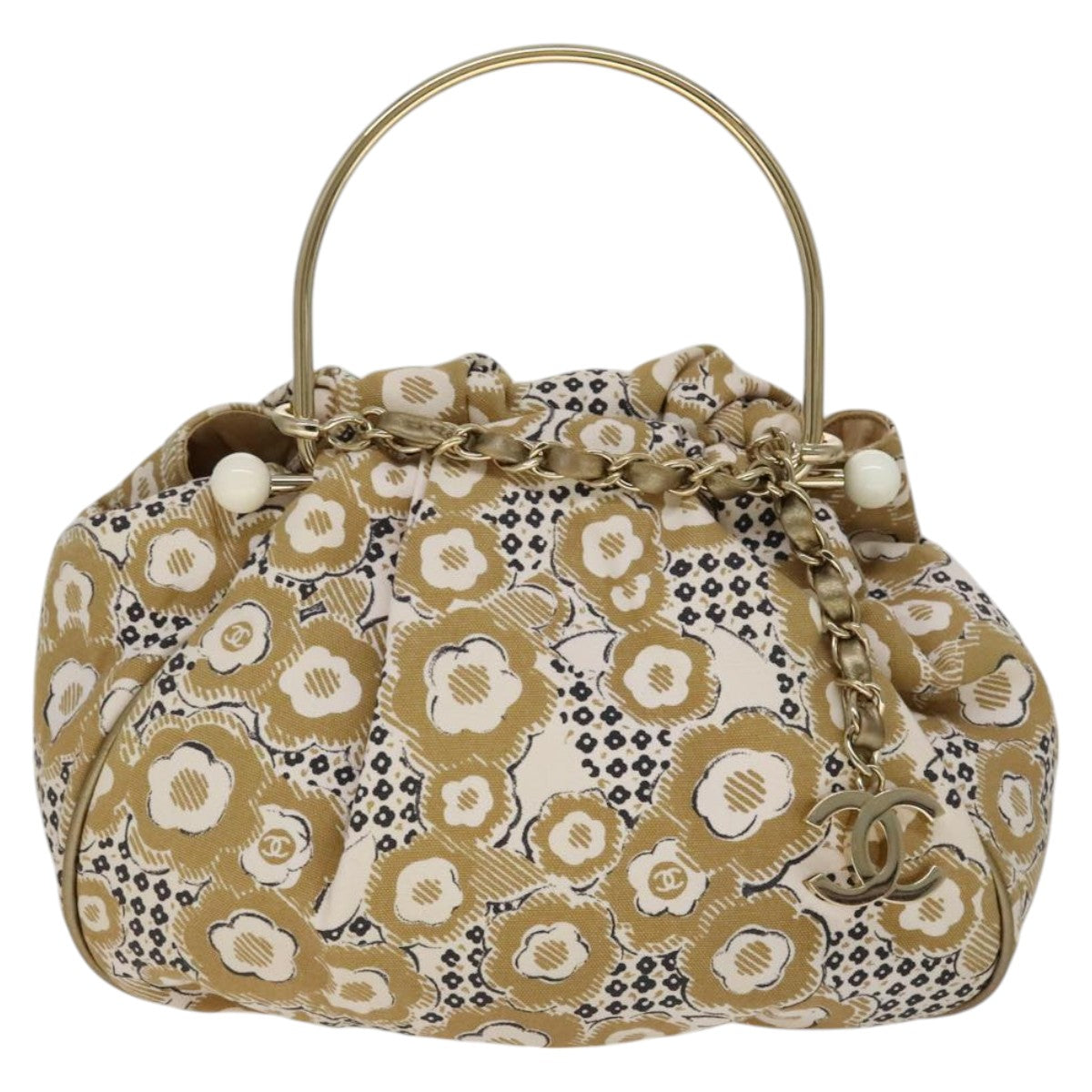 Chanel Camélia Beige Canvas Handbag ()