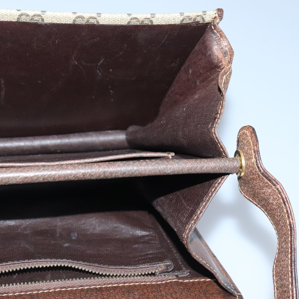 Gucci Horsebit Beige Canvas Shoulder Bag ()