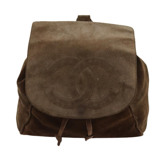 Chanel Cc Brown Suede Backpack Bag ()