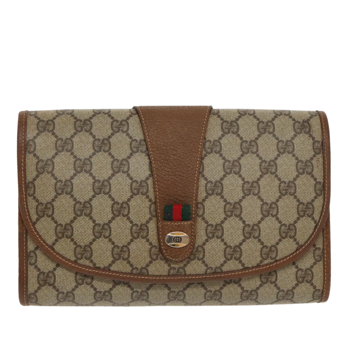 Gucci Gg Supreme Brown Canvas Clutch Bag ()