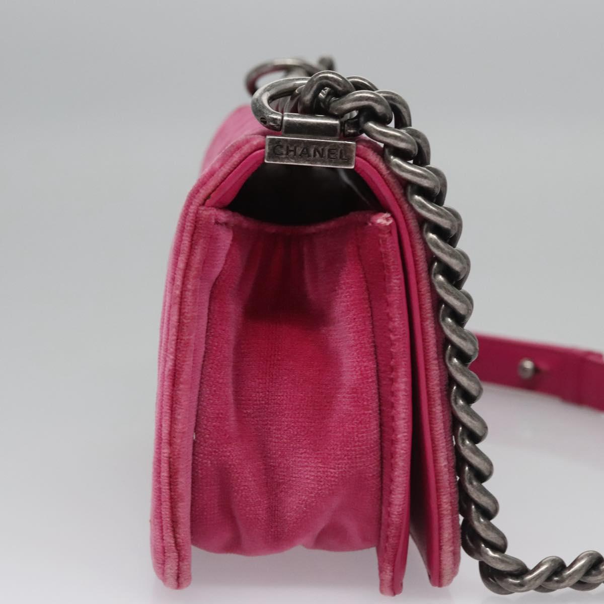 Chanel Boy Pink Velvet Shoulder Bag ()