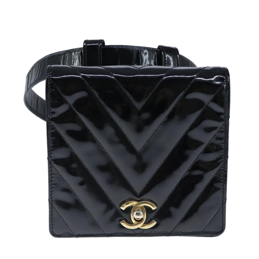 Chanel Cc Black Patent Leather Shoulder Bag ()