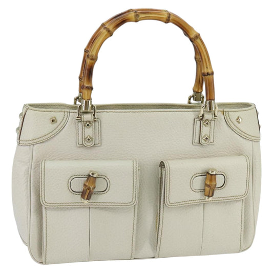 Gucci Bamboo White Leather Handbag ()