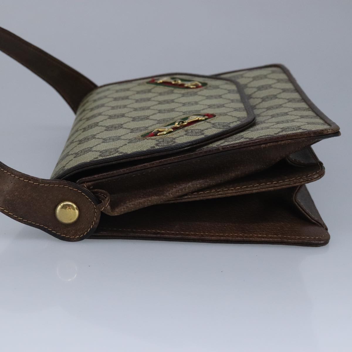 Gucci Horsebit Beige Canvas Shoulder Bag ()