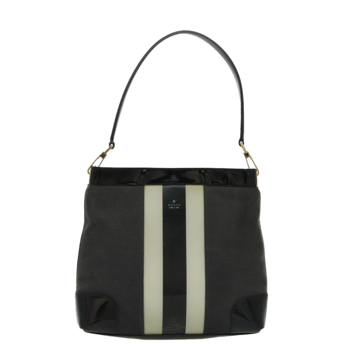 Gucci Web Grey Canvas Shoulder Bag ()