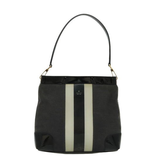 Gucci Web Grey Canvas Shoulder Bag ()