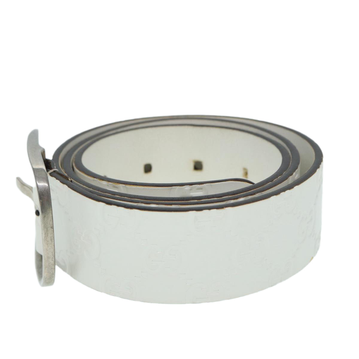 Gucci Micro Guccissima White Leather Belt  ()