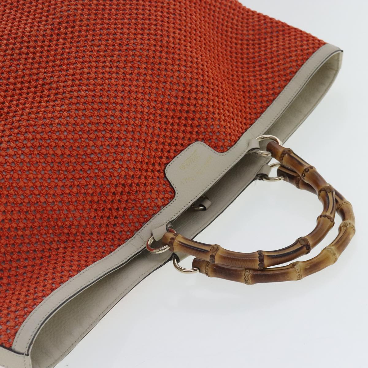 Gucci Bamboo Orange Canvas Shopper Bag ()