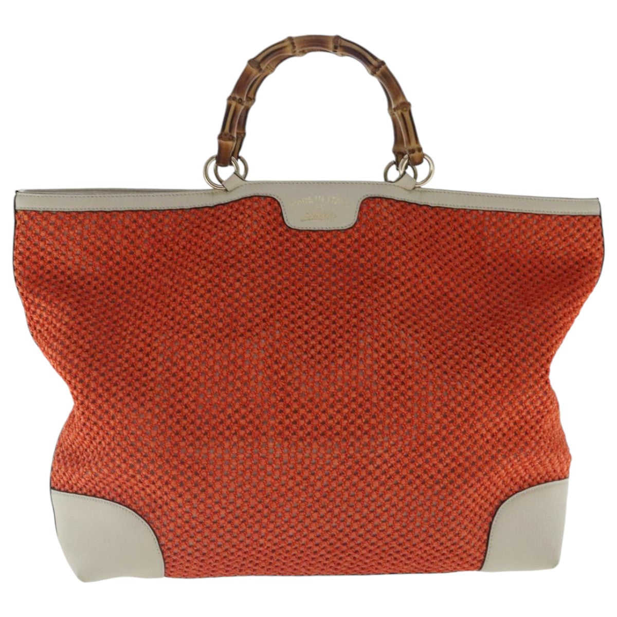 Gucci Bamboo Orange Canvas Shopper Bag ()