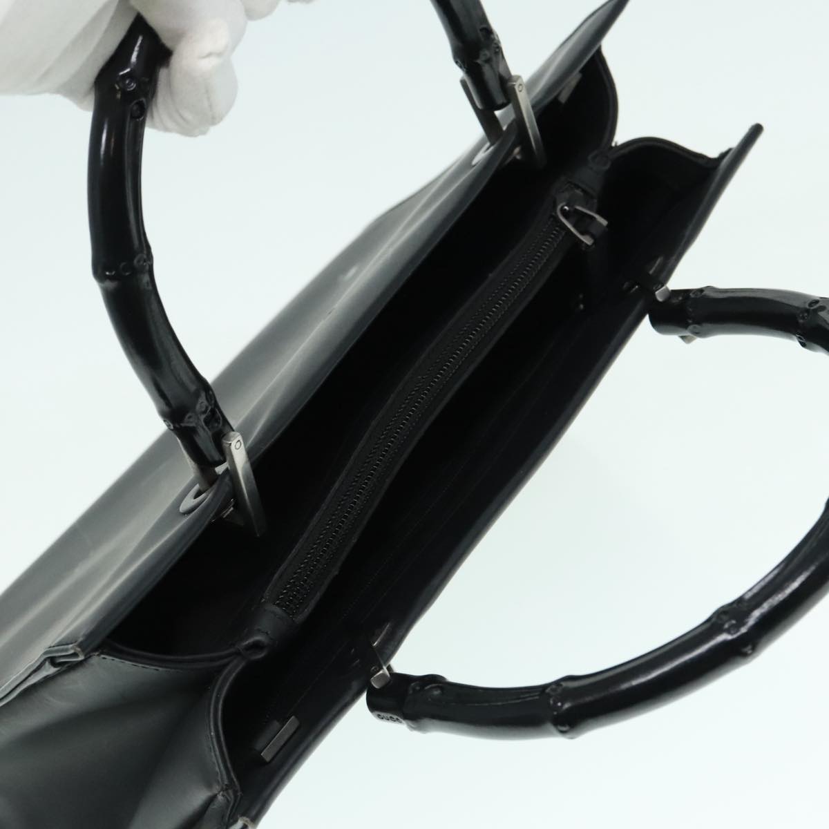 Gucci Bamboo Black Leather Handbag ()