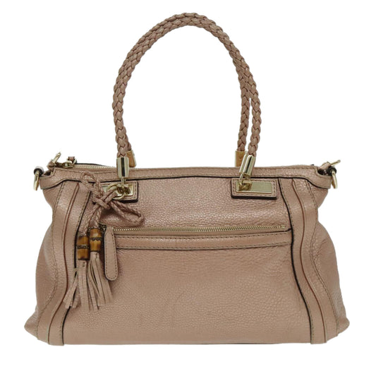 Gucci Bamboo Pink Leather Handbag ()
