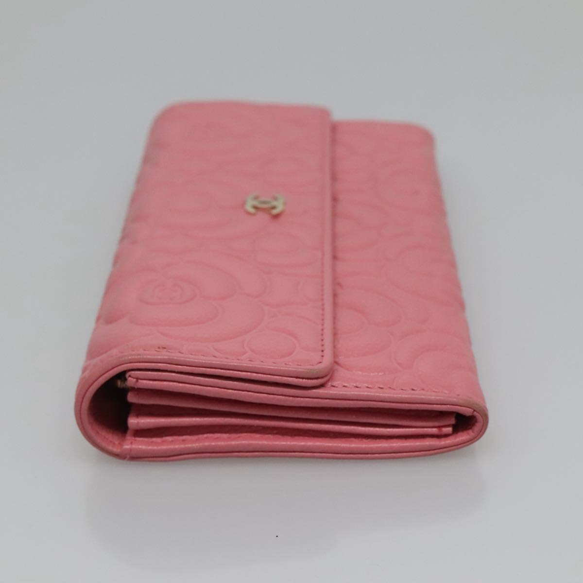 Chanel Camellia Pink Leather Wallet  ()