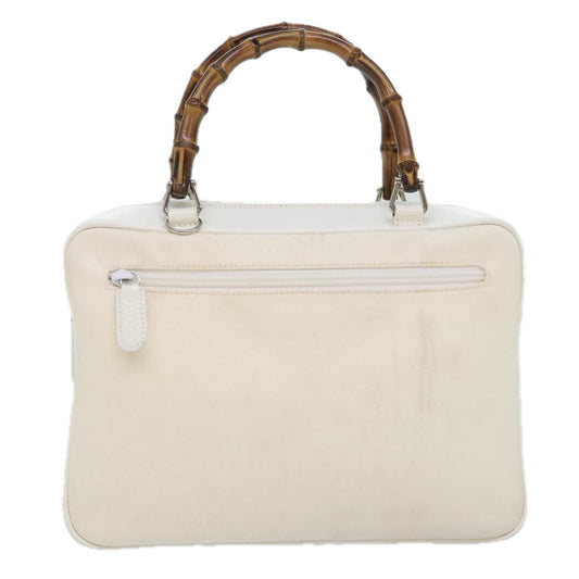 Gucci Bamboo White Leather Handbag ()