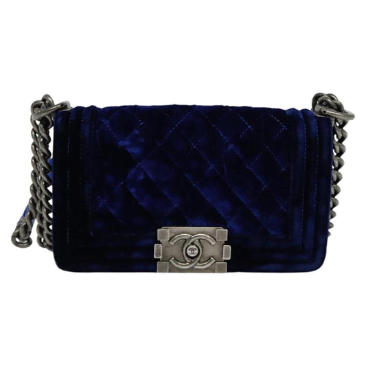 Chanel Boy Blue Velvet Shoulder Bag ()