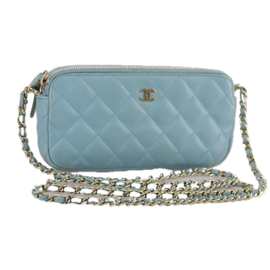 Chanel Wallet On Chain Blue Leather Clutch Bag ()