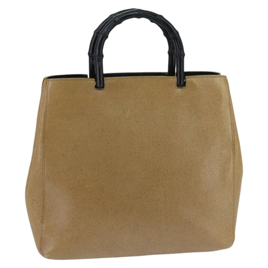 Gucci Bamboo Beige Leather Handbag ()